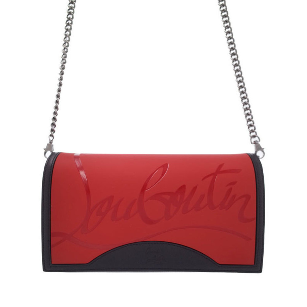 Christian Louboutin Paloma Clutch Chain Wallet Black Red